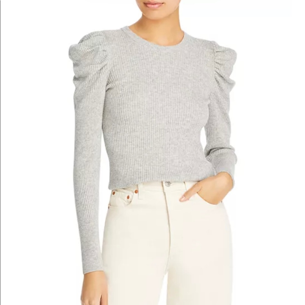 7 For All Mankind - Ribbed Puff Sleeve Crewneck Sweater